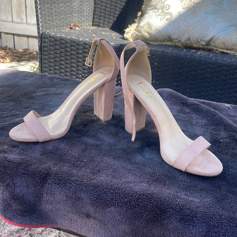 Classic blush block heels